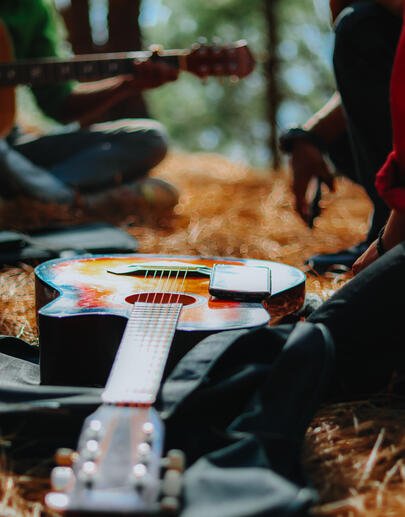 Music Therapy session with two people and guitars